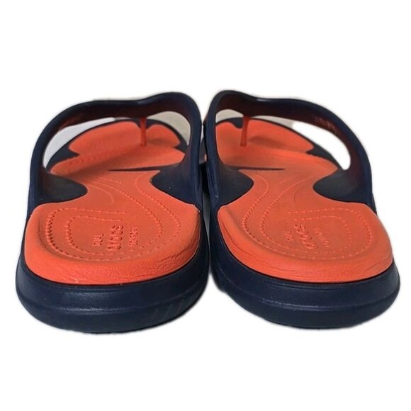 Crocs Orange Blue Modi Dual Comfort Sport Flip Flops Men’s Size 12 Broncos - Picture 4 of 7